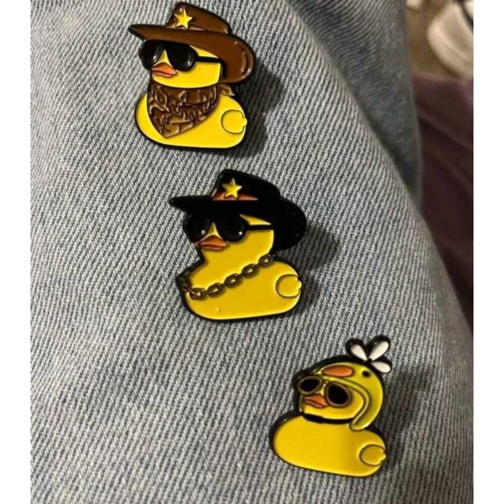 Rubber Duckie Helmet Brooch Enamel Pin